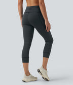 Legging corsaire de yoga taille haute à rayures avec cordon de serrage et poches