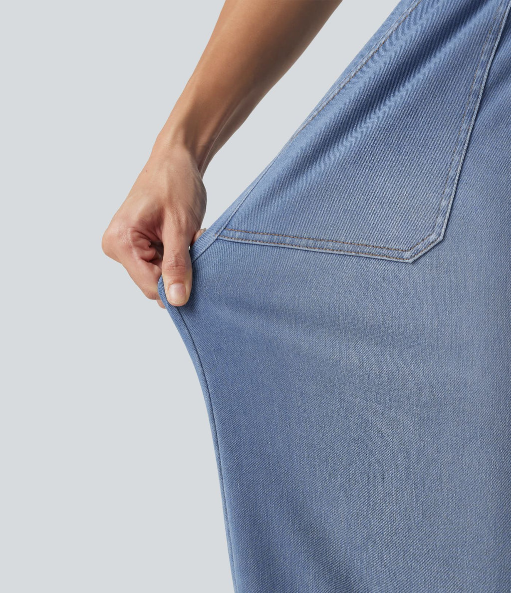 Jean barrel Halara Flex™ taille mi-haute avec cordon de serrage et poches