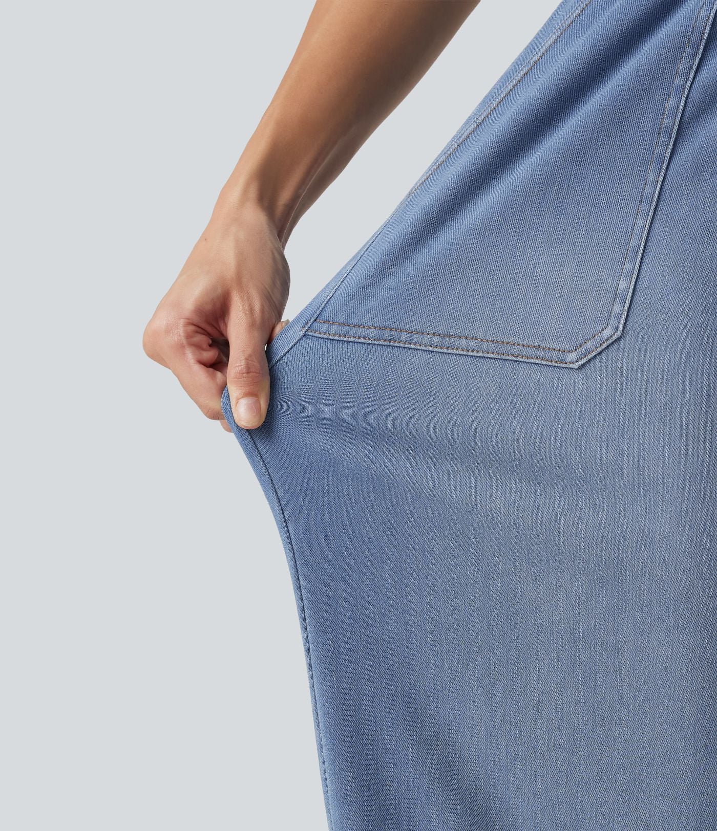 Jean barrel Halara Flex™ taille mi-haute avec cordon de serrage et poches