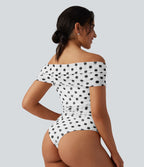 Body décontracté épaules dénudées à pois en mesh