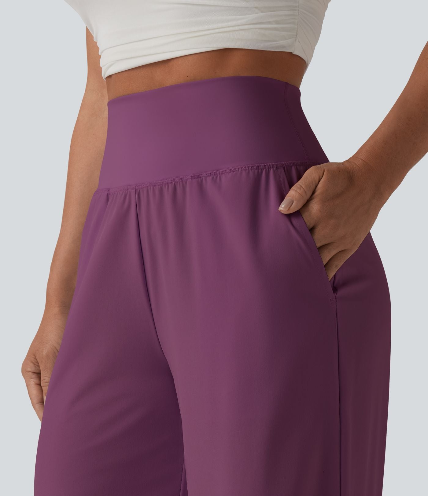Pantalon large séchage rapide Breezeful™ taille haute à volants avec poches