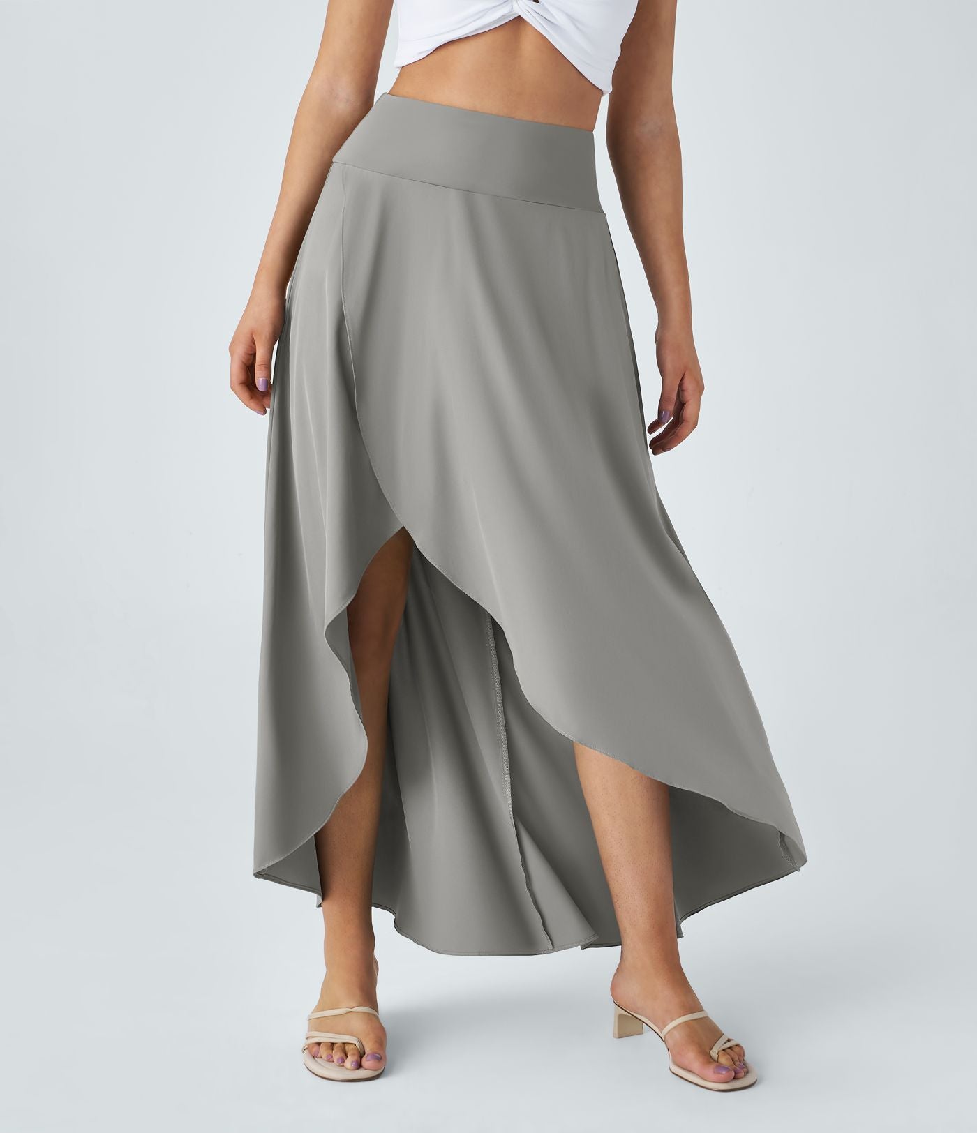 Jupe Longue Casual Breezeful™ Taille Haute à Volants 2en1 Fluide Sèchement Rapide Quotidien Maxi