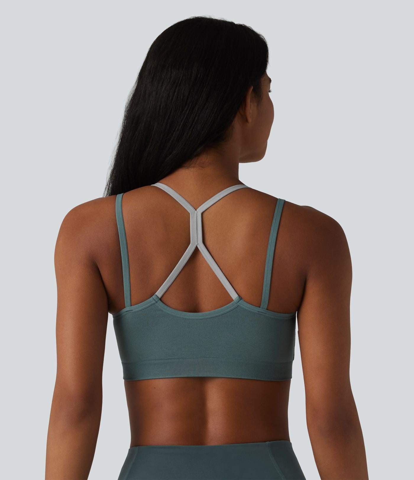 OneForm Seamless Flow Brassière de sport yoga sans couture 2 en 1 color block maintien léger avec soutien-gorge intégré
