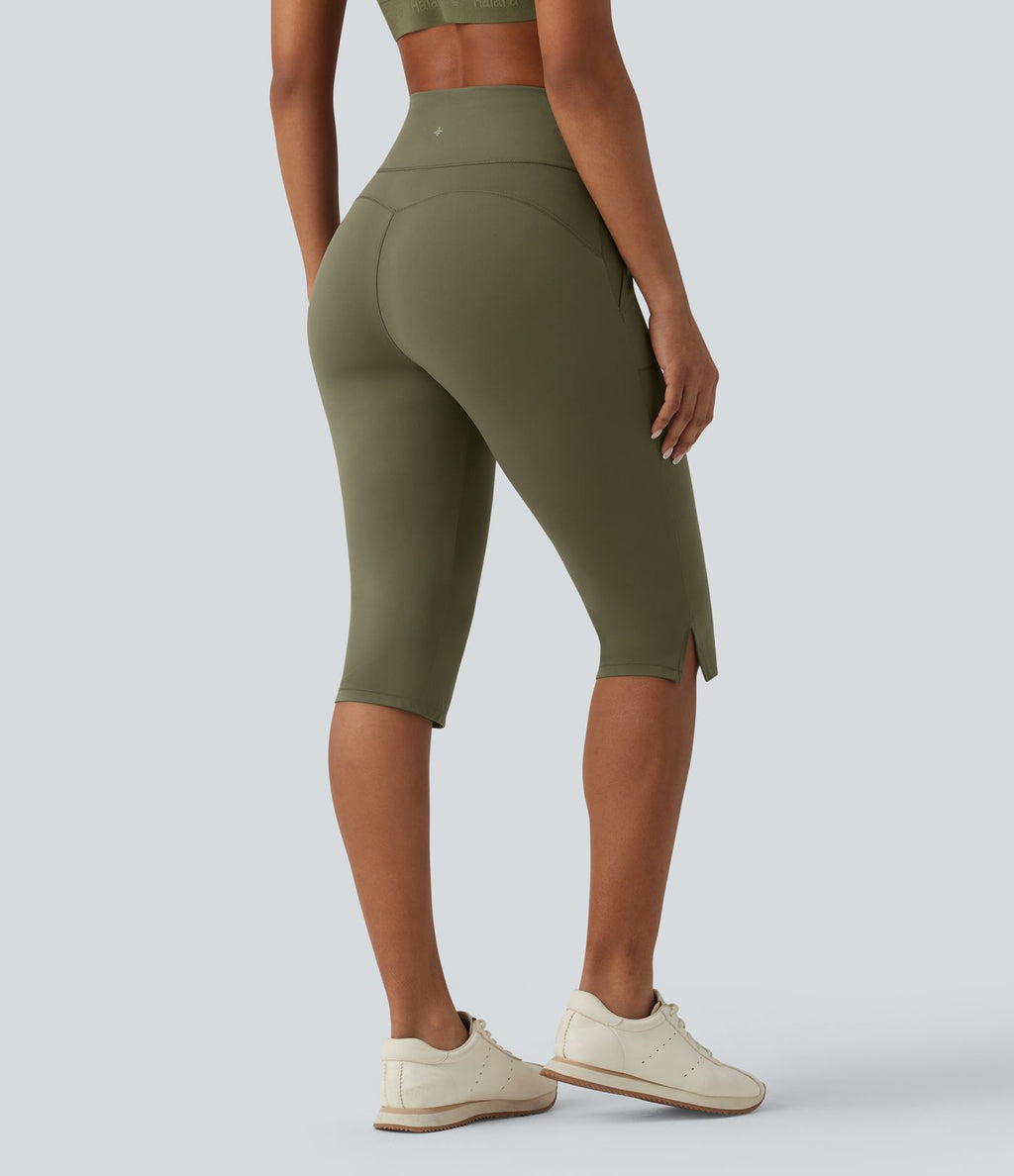Pantalon yoga Halara UltraSculpt™ coupe corsaire effet ventre plat, taille haute, ourlet fendu avec poches