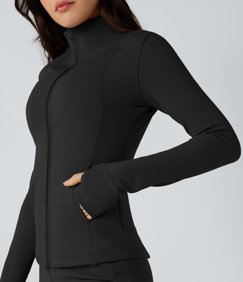 Veste d'entraînement polaire manches longues avec trous pouces et poches