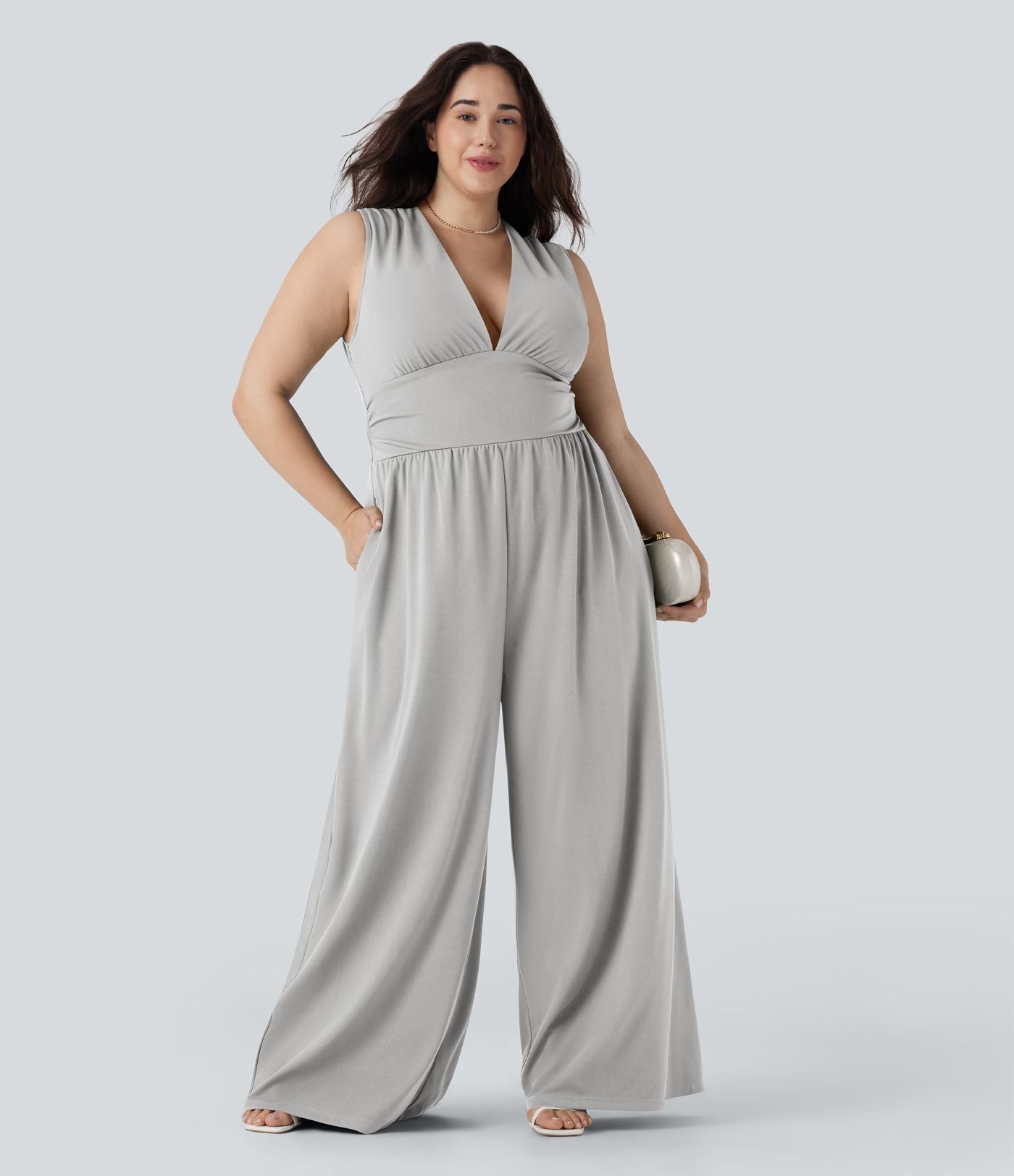 Combinaison grande taille col V sans manches avec poches - Édition Easy Peasy