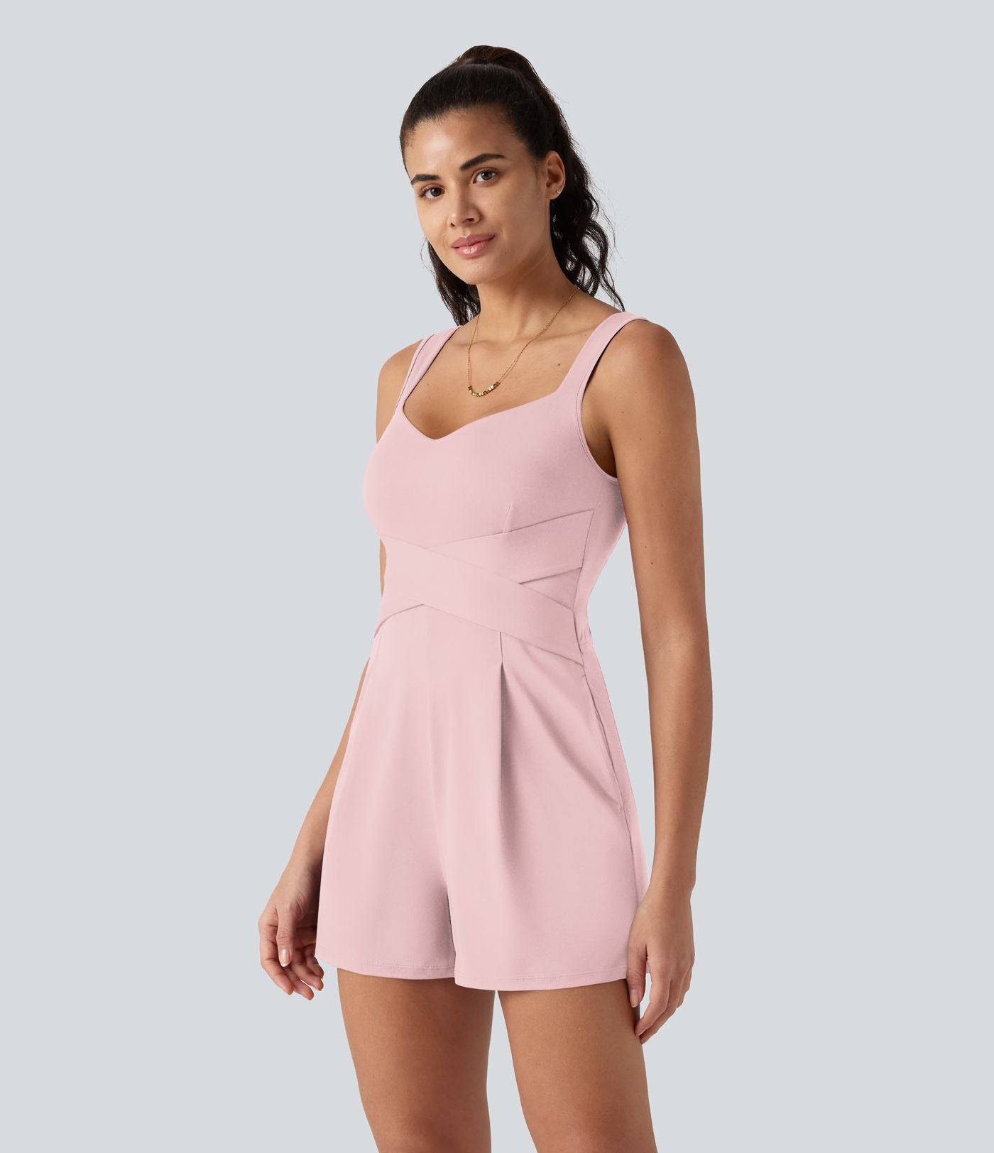 Combinaison décontractée à col en V avec soutien-gorge intégré et poches - Édition Easy Peasy