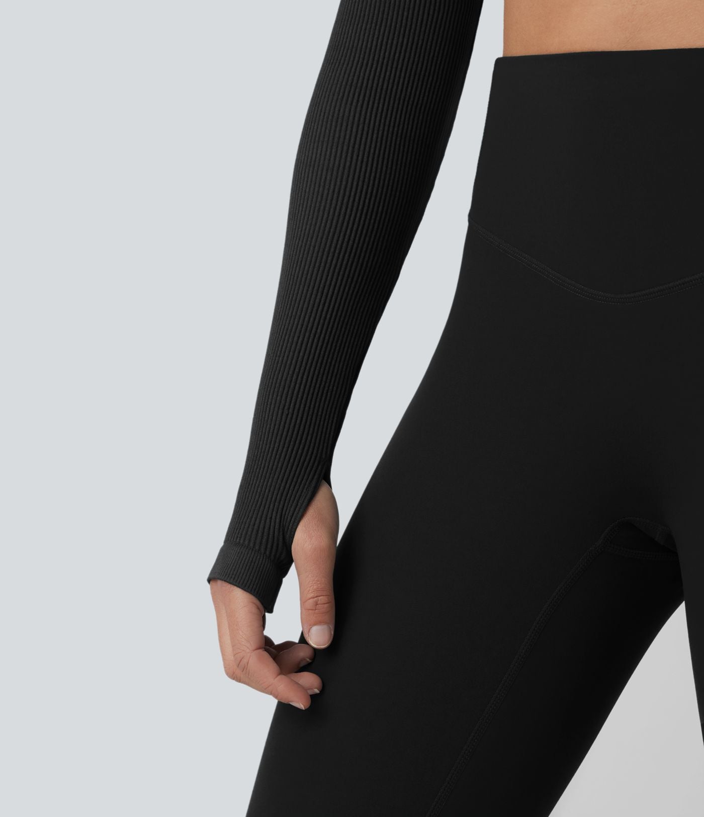 OneForm Seamless Flow Top de sport court yoga dos nu à manches longues raglan avec passants pouces