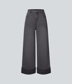 Halara Flex™ Jean Larges Taille Haute Ourlet Roulotté Multiples Poches