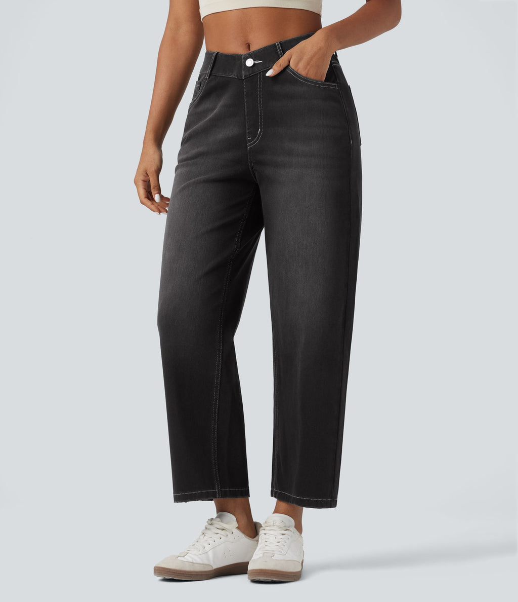 Jean baggy Halara Flex™ taille haute coupe en V 7/8 avec poches