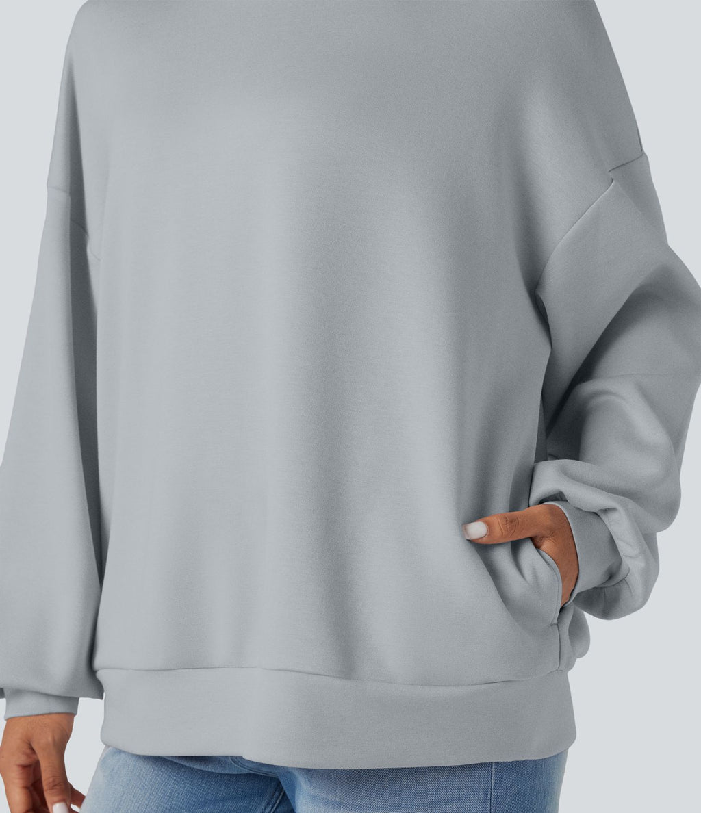 Sweatshirt casual col montant coupe décontractée avec poches