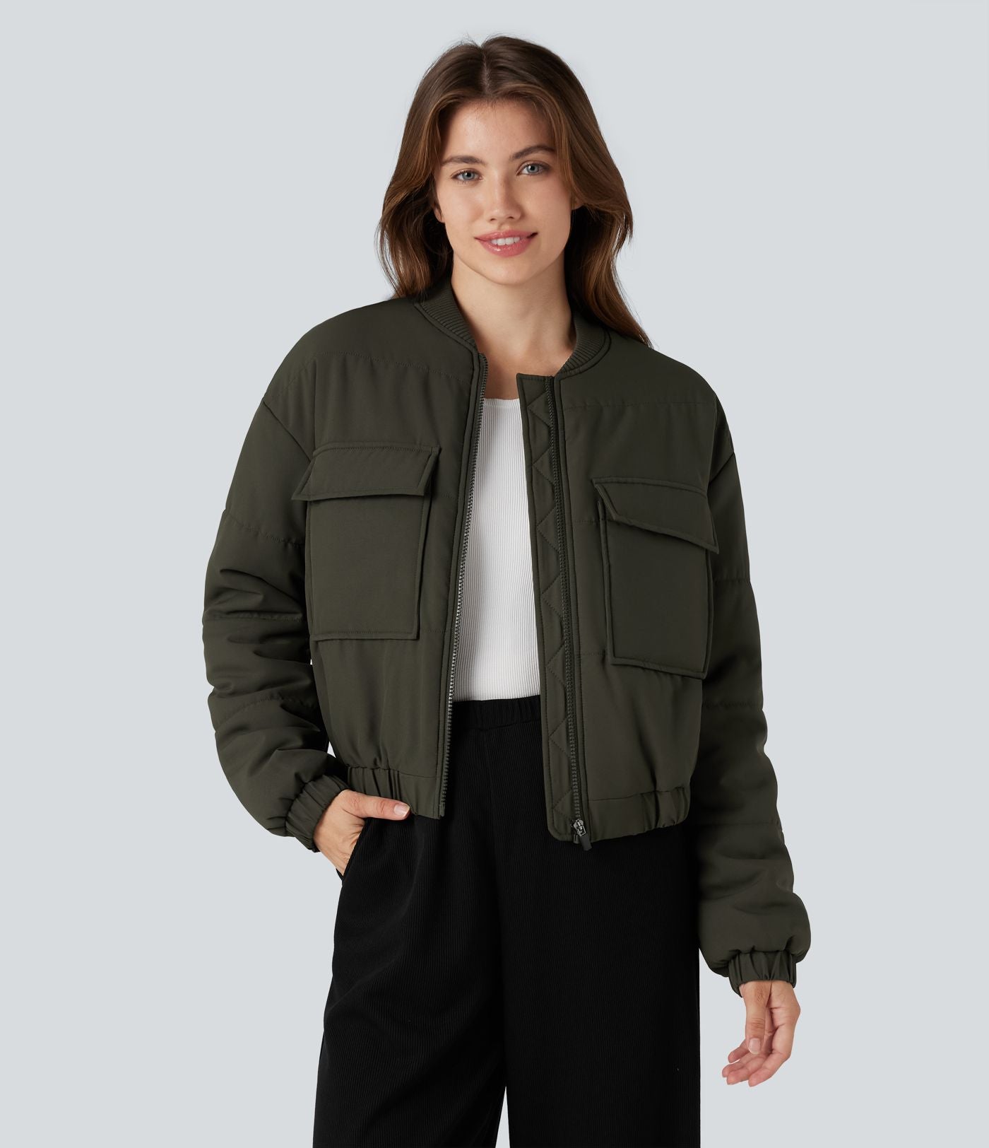 Doudoune bomber zippée avec poches