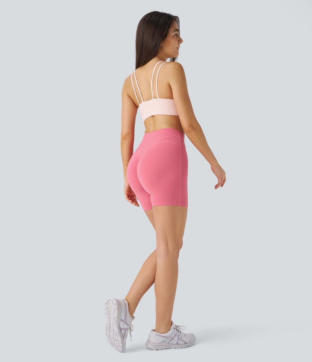 Softlyzero™ Plush Shorts 12,5cm Yoga Taille Haute Croisés Froncés