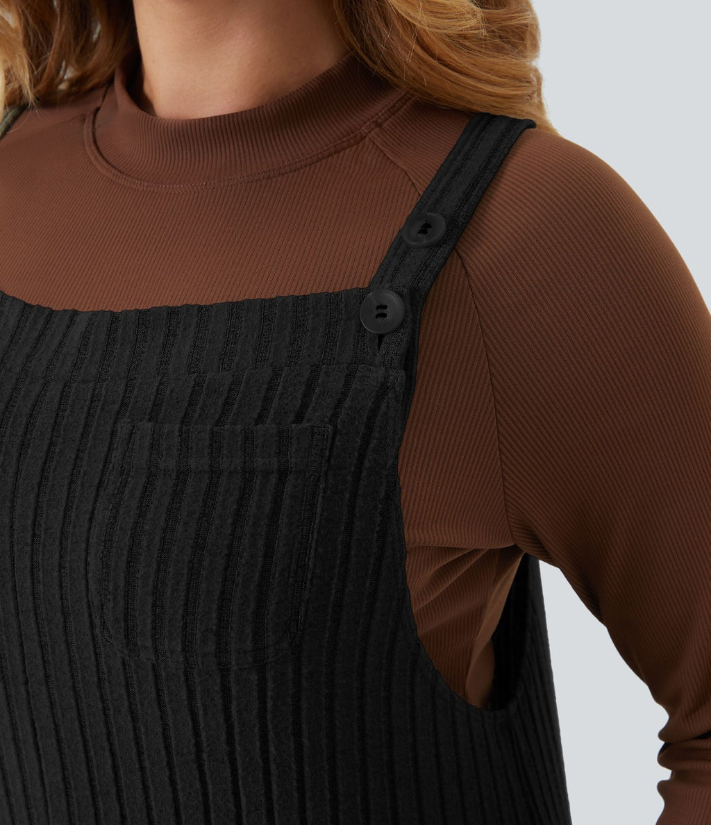 Salopette casual grande taille tricot côtelé avec poches