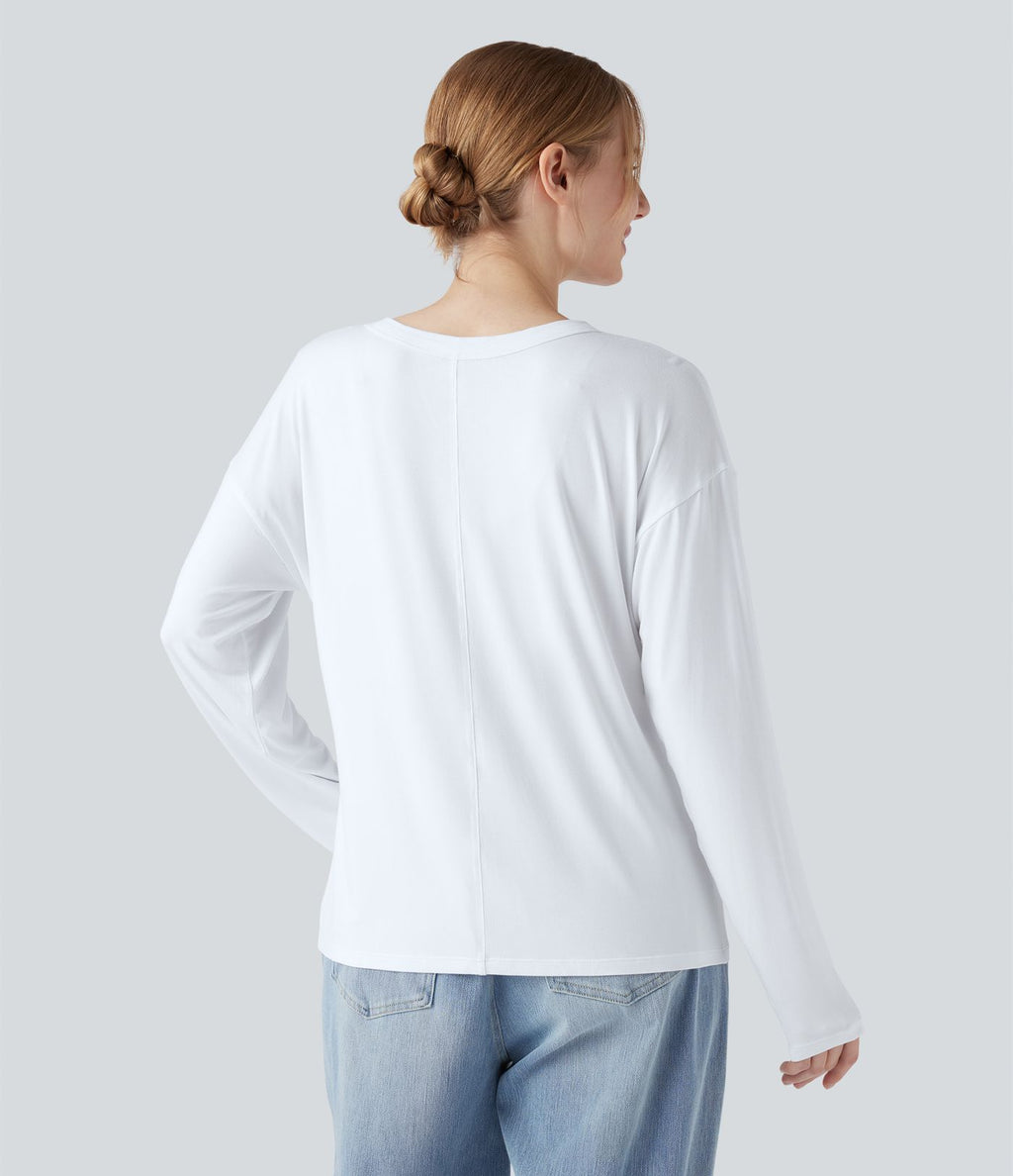 T-shirt col Henley à manches longues