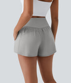 Breezeful™ Shorts 10cm Yoga Séchage Rapide 2 en 1 Taille Haute Poches Latérales Croisées