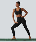 Brassière de sport SoftlyZero™ Airy effet frais InstantCool col V maintien léger avec mesh contrasté et brassière intégrée