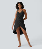 Robe de Plage Fines bretelles croisée dos nu effet portefeuille effet frais InstantCool