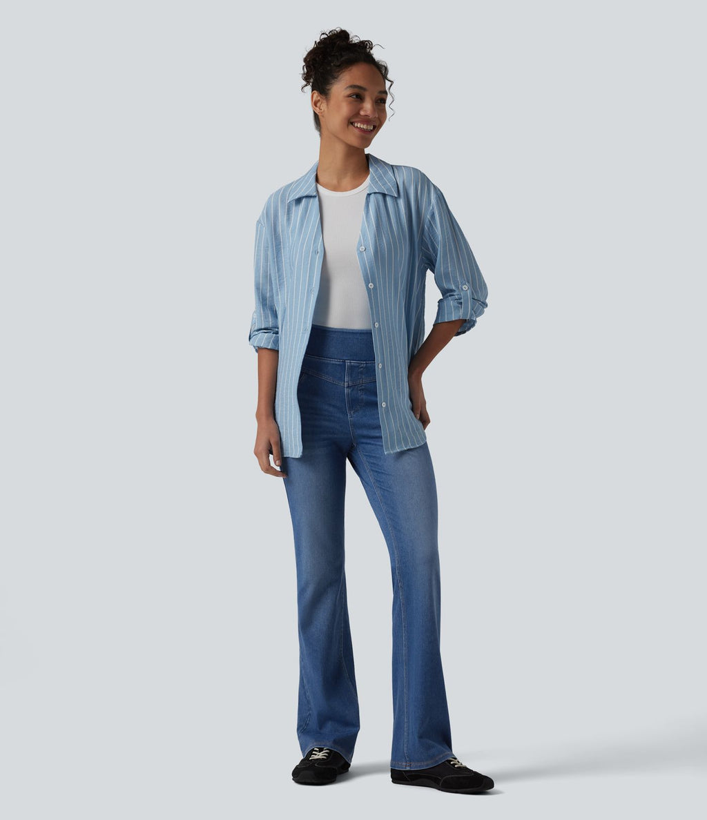 Jean Halara Flex™ taille haute évasé slim décontracté avec poches