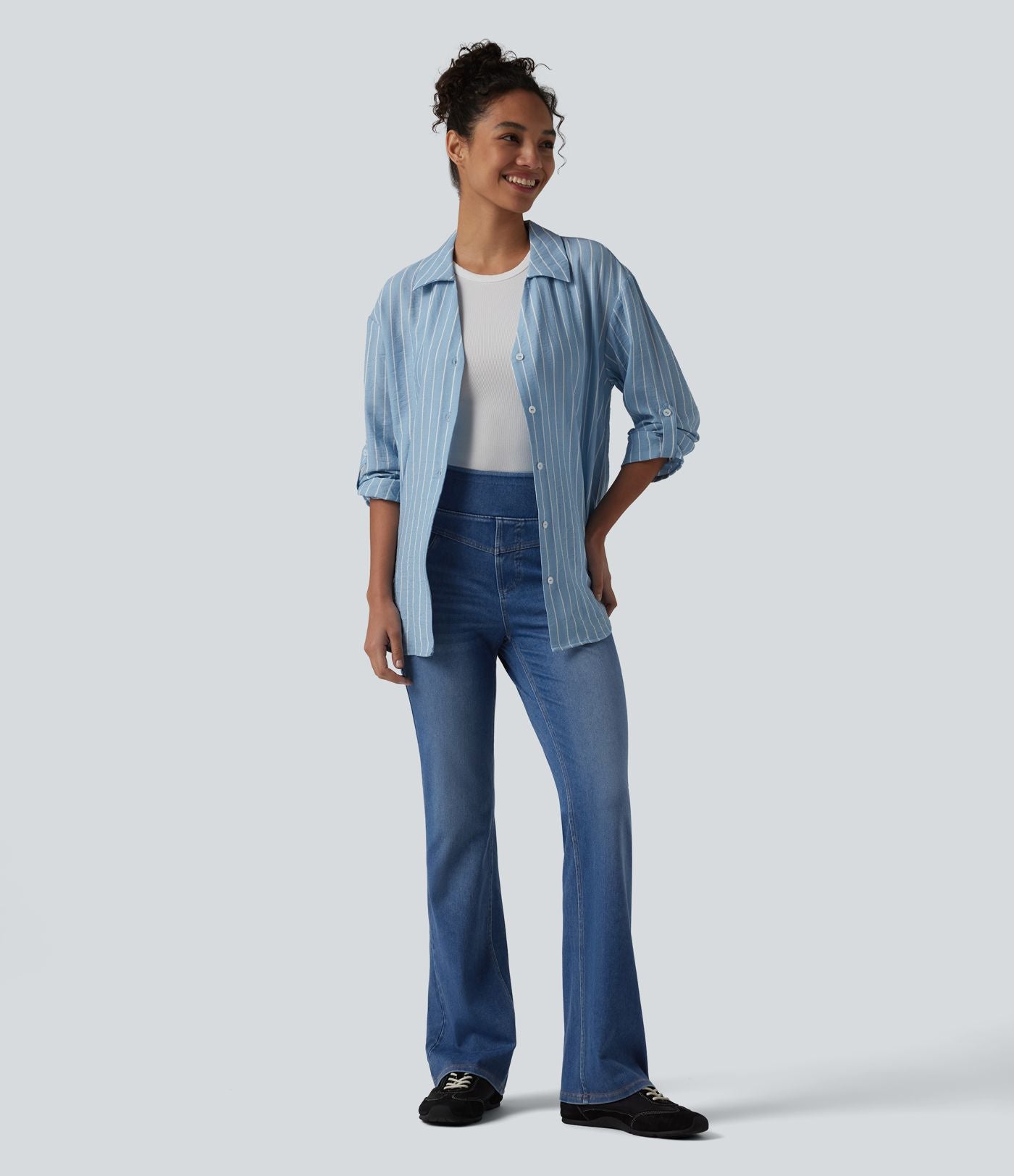 Jean Halara Flex™ taille haute évasé slim décontracté avec poches