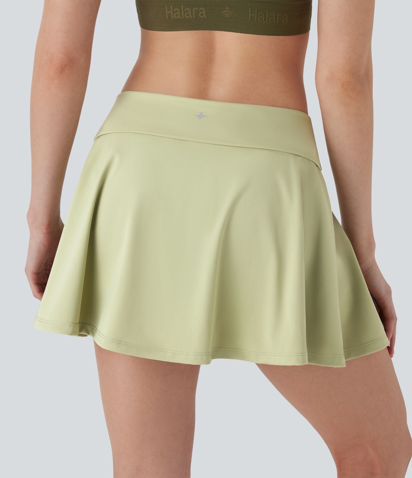Jupe patineuse micro-mini de yoga 2-en-1 taille ultra basse à rabat avec poches