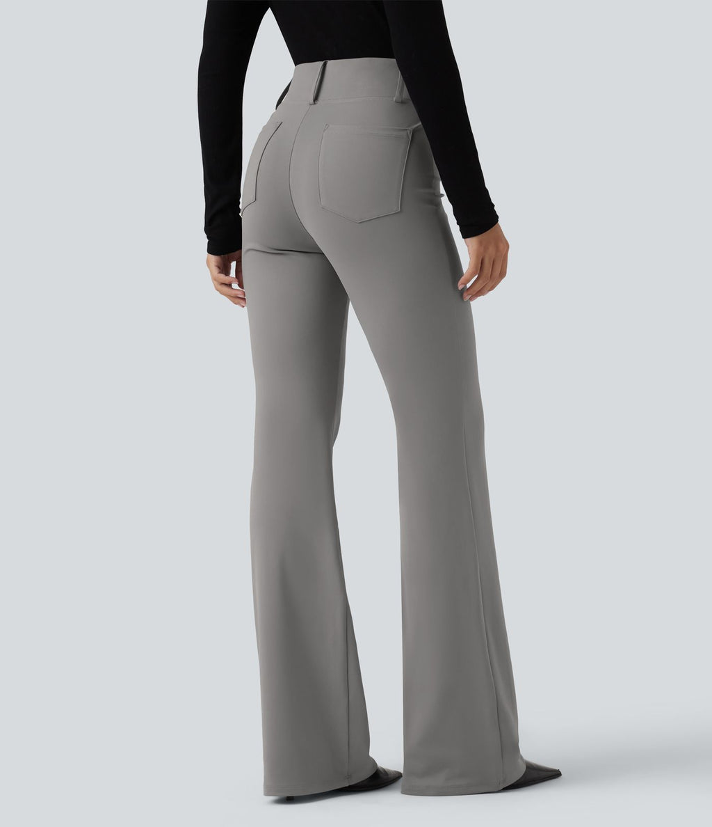 Pantalon tailleur évasé taille haute avec poches Halara Flex™