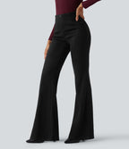 Pantalon  taille haute décontracté évasé côtelé gainant