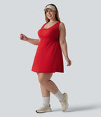 Robe de tennis 2-en-1 Halara UltraSculpt™ grande taille avec soutien-gorge intégré push-up et poches - Édition Easy Peasy