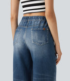 Jogging taille haute en molleton French Terry imprimé jean avec poches