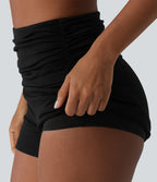 Short décontracté taille haute froncé avec sous-vêtement intégré 6,5 cm