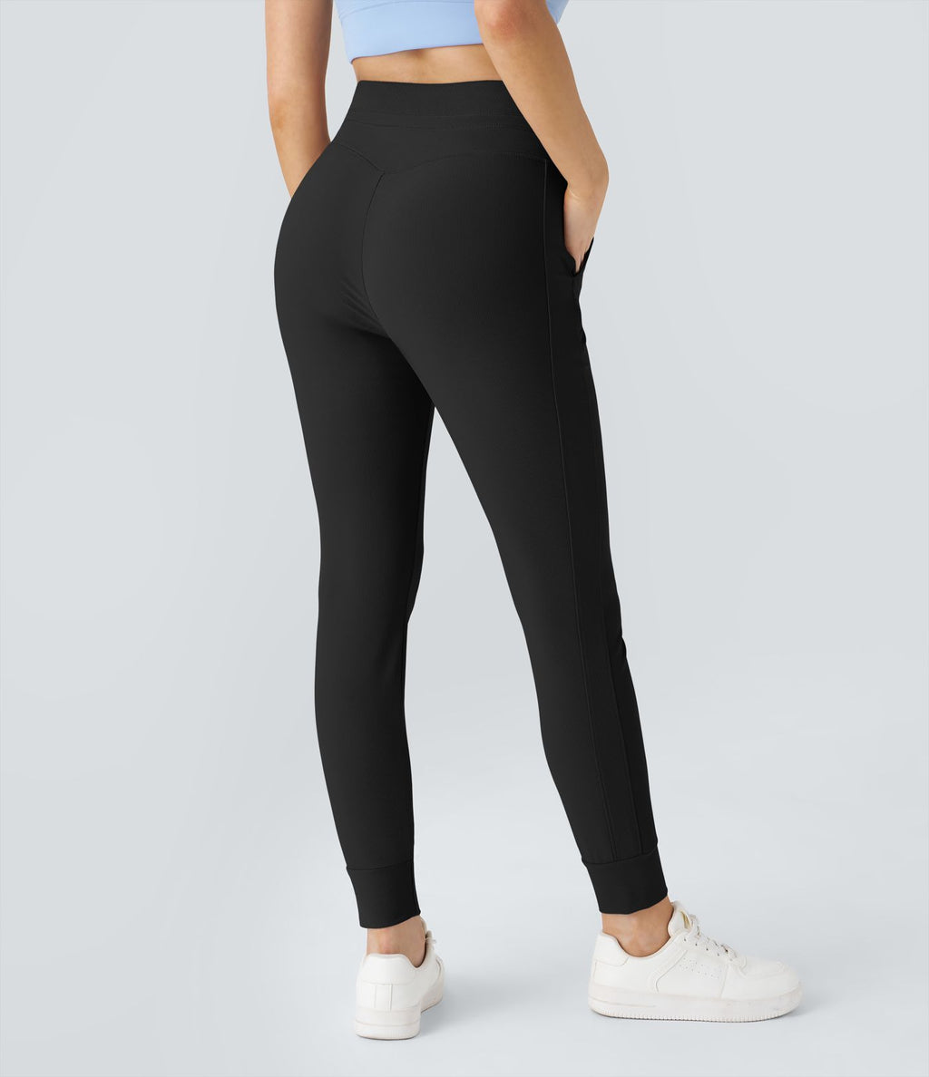 Patitoff™ Flow Pantalon De Jogging Taille Haute Résistant Aux Poils d'animaux Avec Cordon De Serrage Et Poche Latérale Uni Sur Toute La Longueur