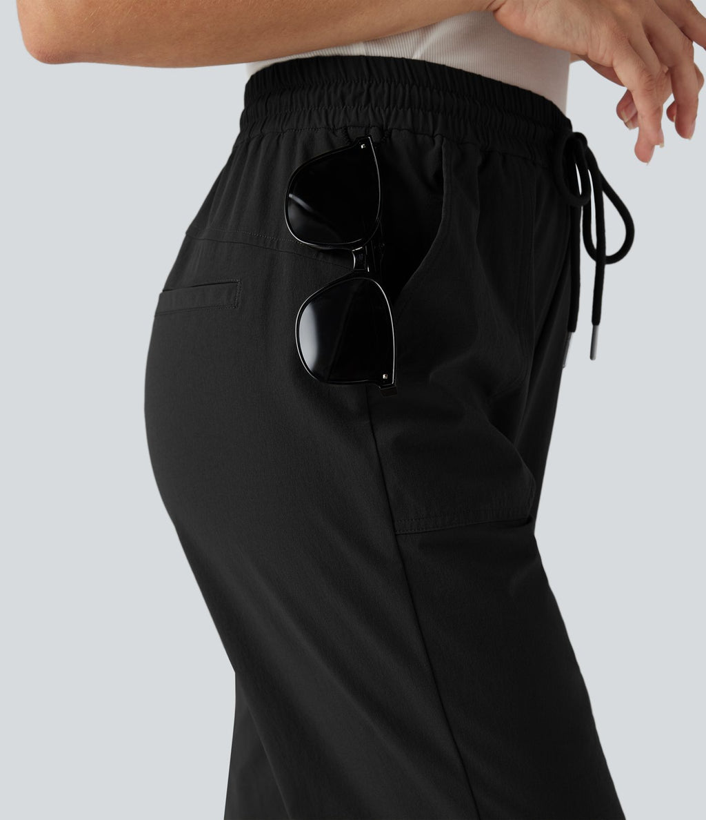 Pantalon de randonnée bootcut, taille haute, cordon et poches