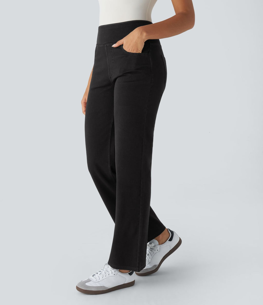 Halara Flex™ Jean Droites Travail en Maille Extensible Taille Haute Plusieurs Poches