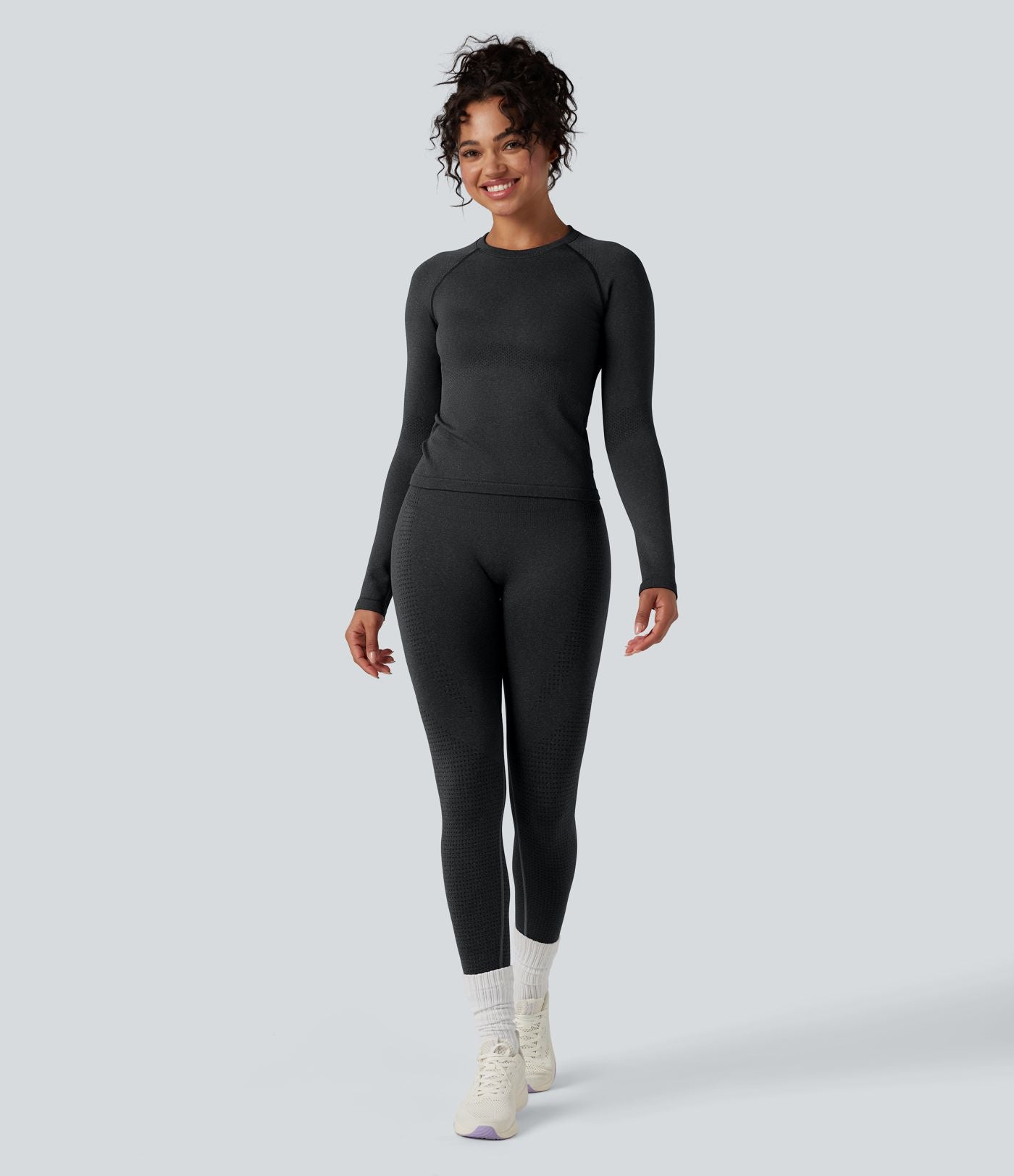 Haut de sport yoga col rond manches raglan longues sans couture OneForm Seamless Flow