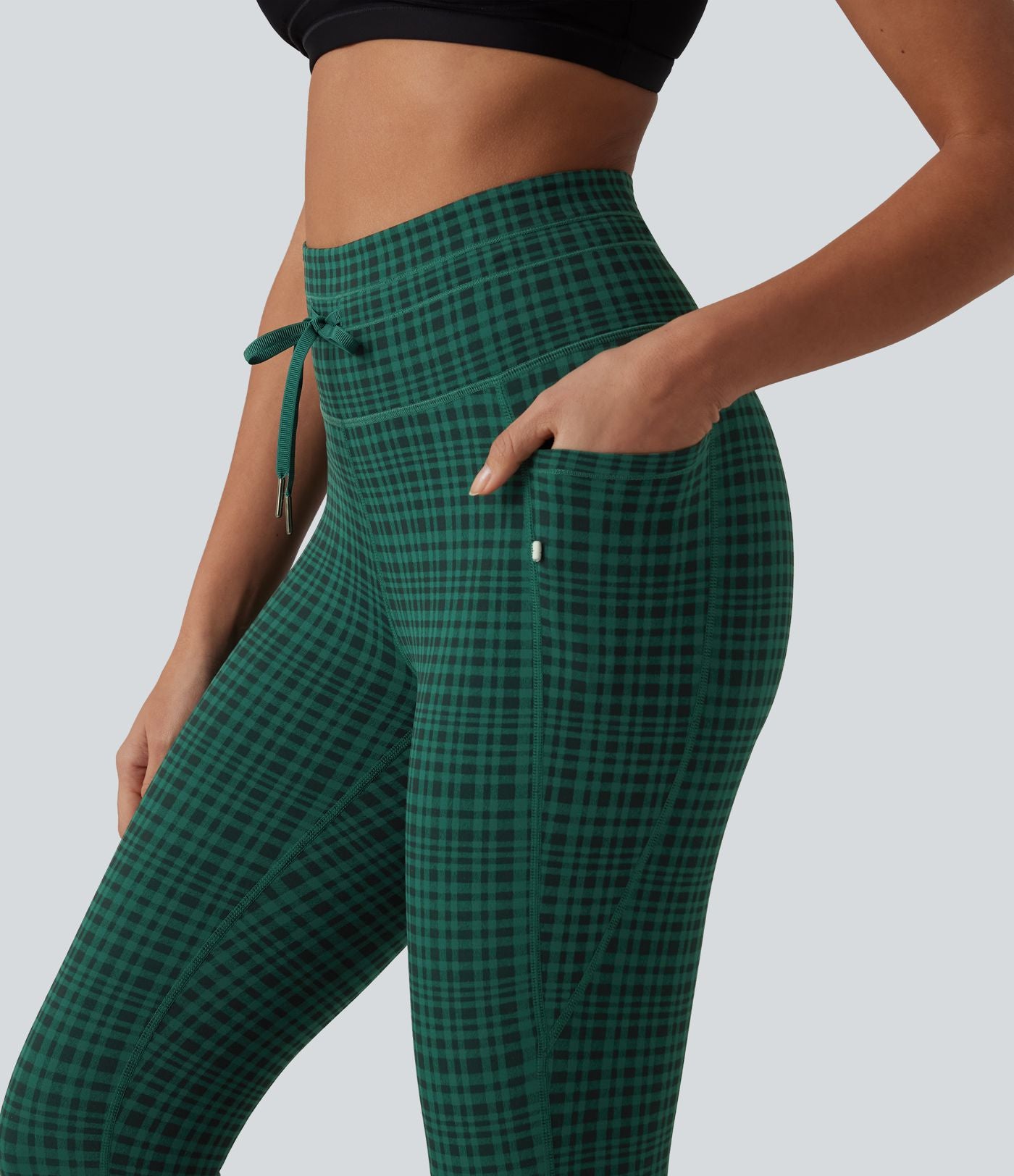 Legging de yoga Halara UltraSculpt™ taille haute avec cordon de serrage imprimé carreaux avec poches