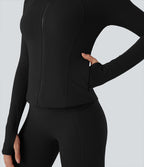 Veste yoga col montant à manches longues avec passants pouces Halara UltraSculpt™ avec poches