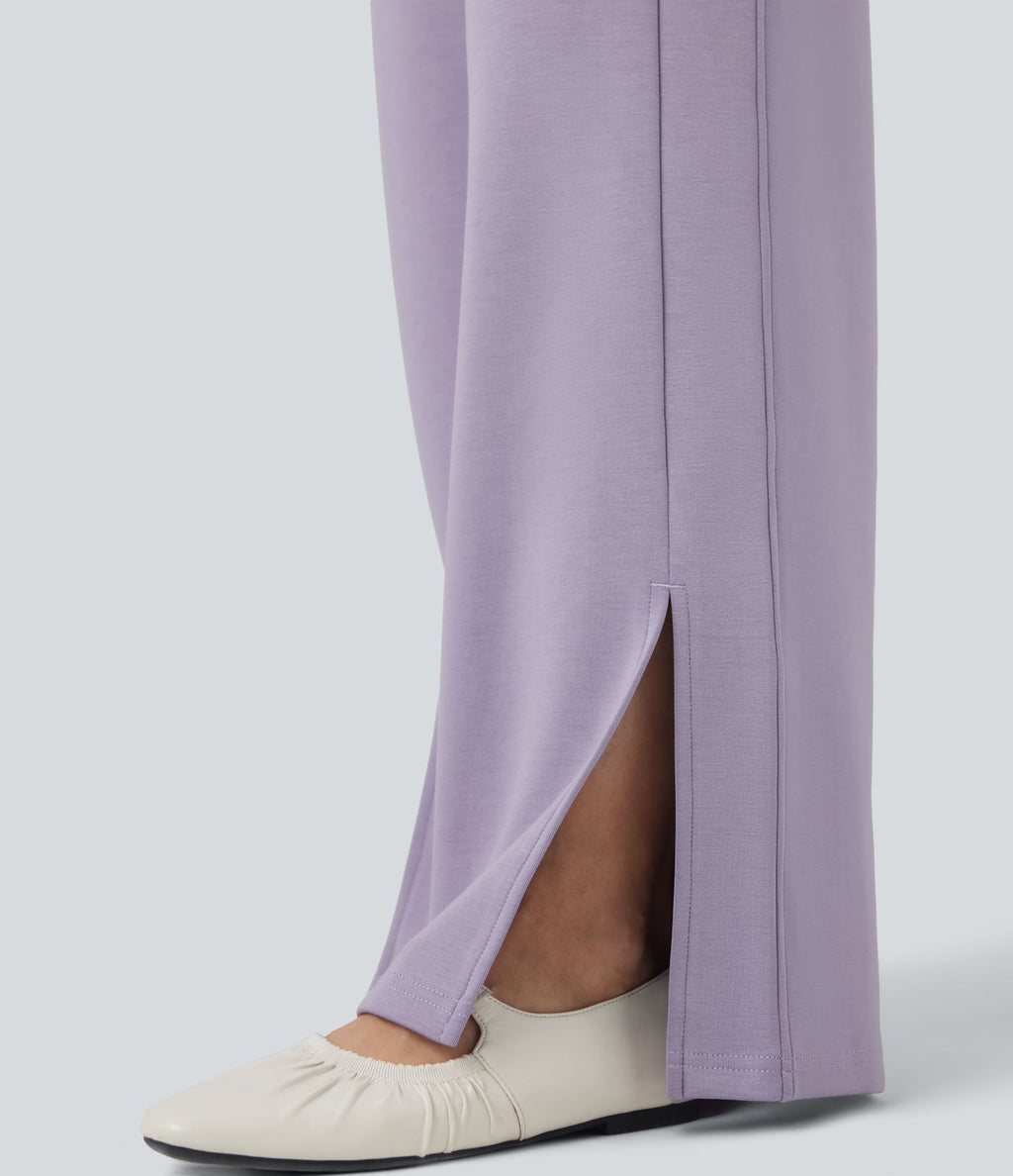 Pantalon décontracté taille haute avec cordon de serrage et poches