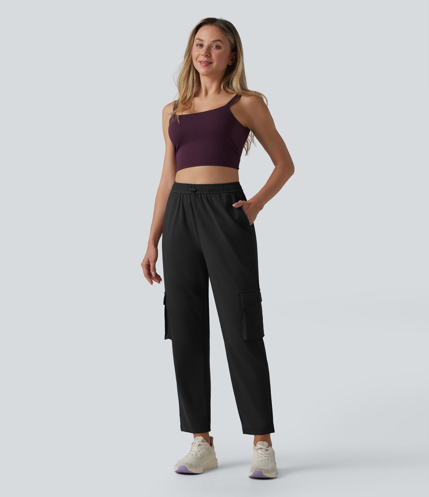 Pantalon cargo fuselé de sport DayStretch taille haute avec cordon de serrage réglable et poches