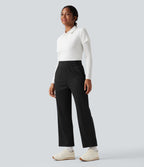 Pantalon de golf taille haute à coupe droite avec poches - Tee de golf