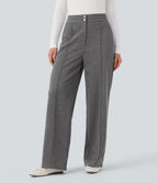 Pantalon tailleur droit taille haute avec poches