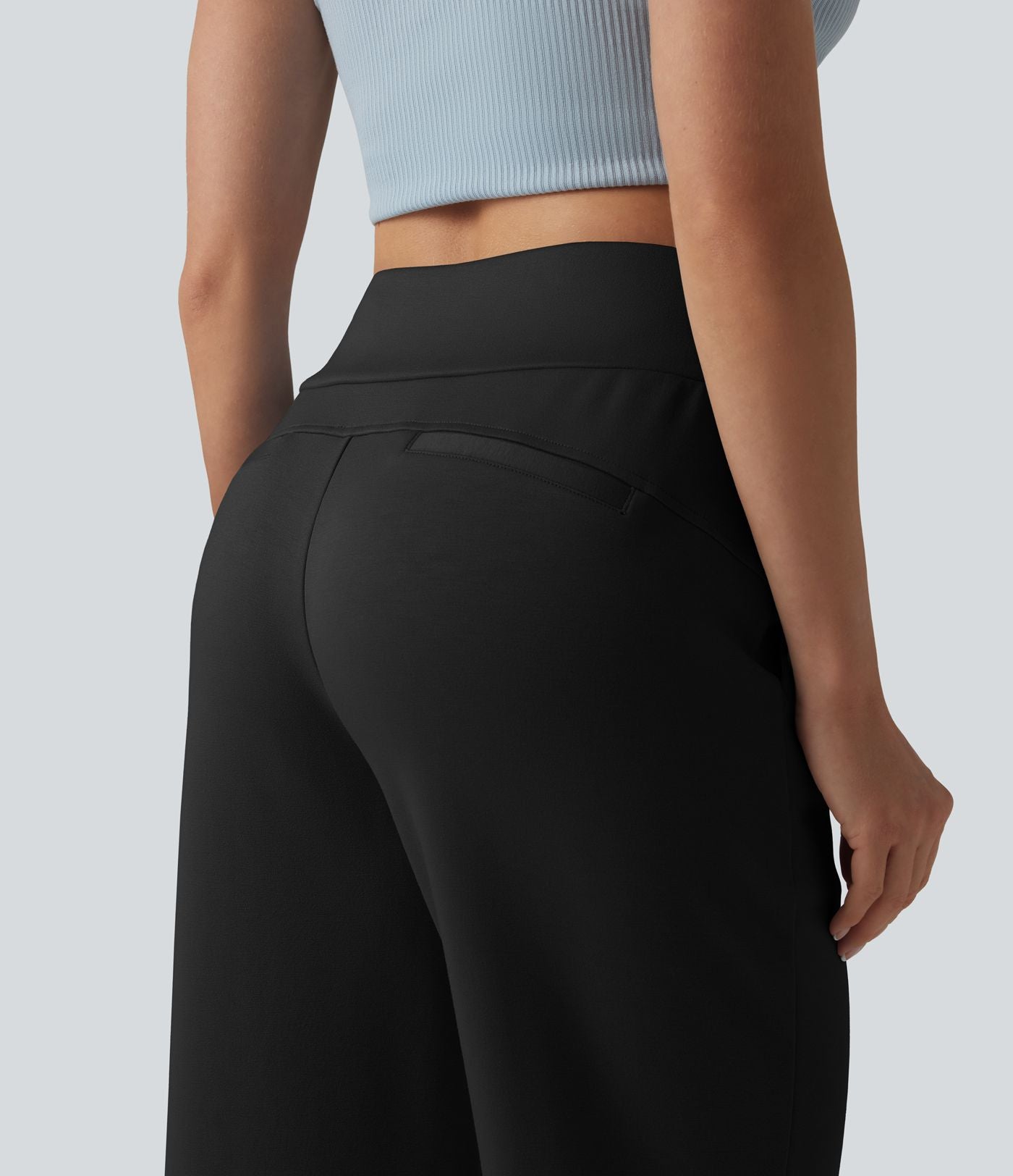 Pantalon Capri décontracté à taille haute, coupe droite, cordon de serrage et poches