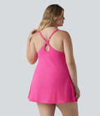 Robe de danse grande taille SoftlyZero™ Plush effet push-up dos nu avec bretelles réglables croisées et brassière intégrée – Édition Easy Peasy
