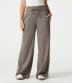 Pantalon baggy côtelé taille haute gainant avec cordon ajustable, bandes latérales et poches
