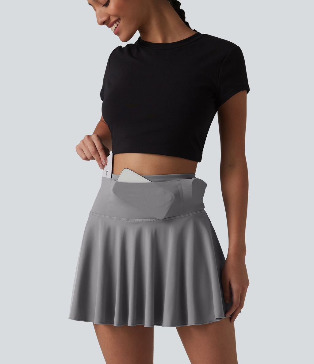 Jupe de tennis courte évasée 2-en-1 SoftlyZero™ Airy effet frais InstantCool taille haute avec poches, protection solaire UPF50+