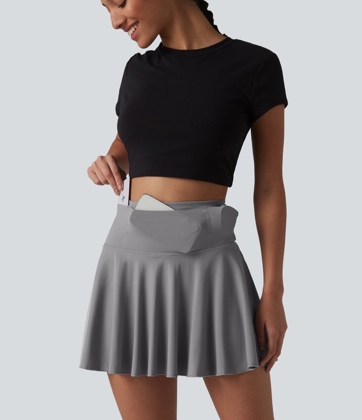 Jupe de tennis courte évasée 2-en-1 SoftlyZero™ Airy effet frais InstantCool taille haute avec poches, protection solaire UPF50+