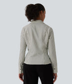 Chemise tailleur manches longues à rayures