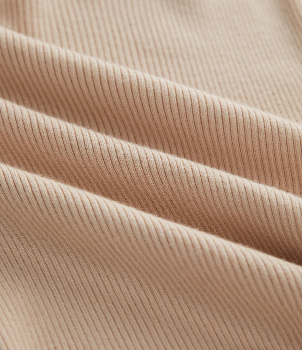 Pull décontracté en maille côtelée à col rond et manches longues