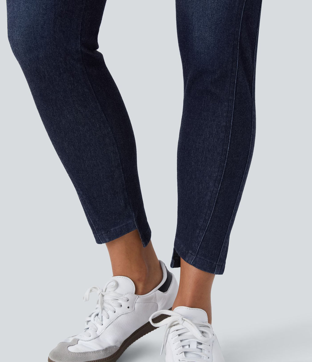 Jean skinny 7/8 décontracté taille basse Halara Flex™ avec poches zippées
