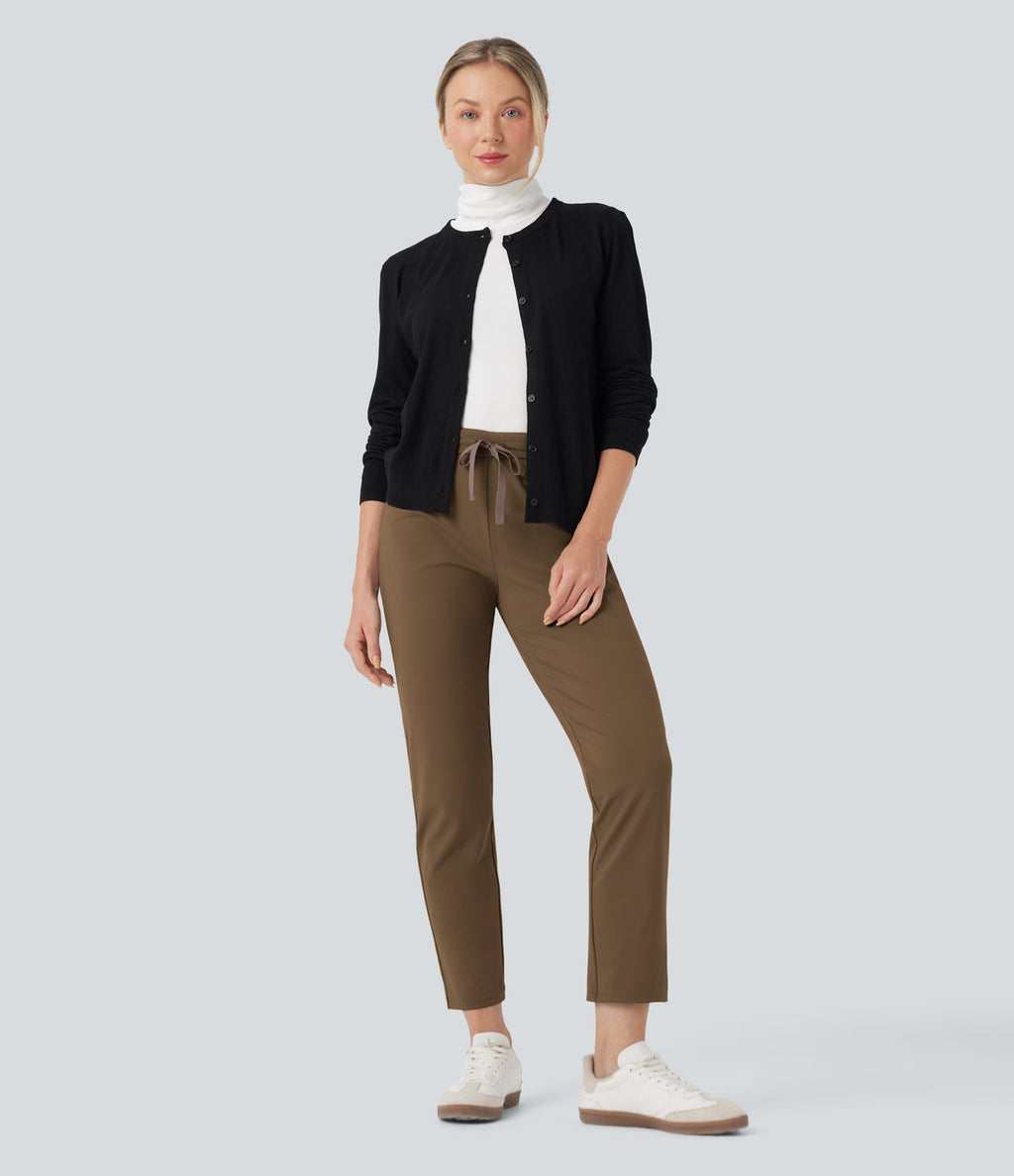 Pantalon de travail ajusté 7/8 repliable taille haute avec cordon de serrage Halara Flex™ DayStretch avec poches