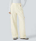 Pantalon cargo en polaire taille moyenne avec poches multiples